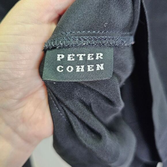 Peter Cohen Black Silk Split Neck Long Sleeve Blouse Size Large - Picture 6 of 8